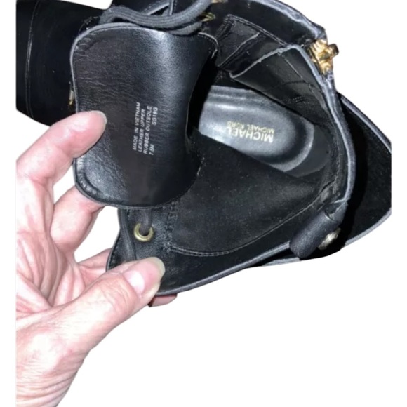 MICHAEL KORS TATUM ICONIC Black Gold Studded COMBAT BIKER BOOTS. Sz 7.5 - Picture 8 of 8